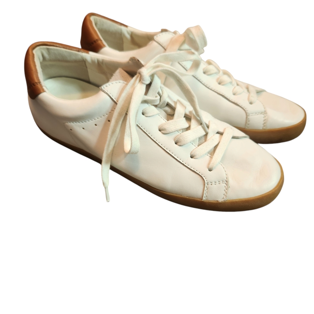 BANANA REPUBLIC Women's White and Brown Low Top  Sneakers Lace Up Size 9M